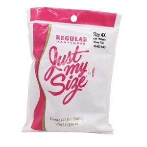 Just My Size Off White Sheer Toe Nylon Vintage Pantyhose Women's Size 4X